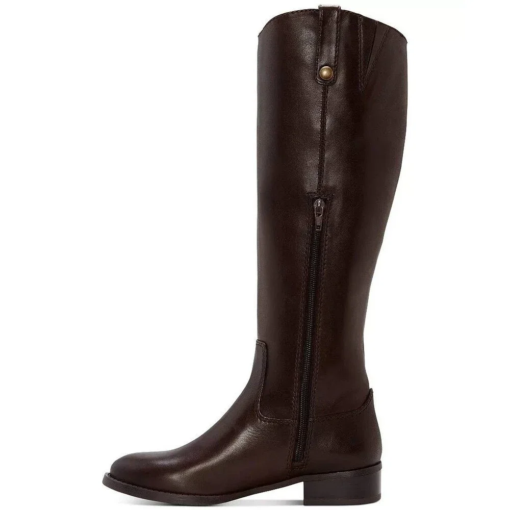 INC Fawne Boots 8M Chocolate Leather Knee‑High Riding Round Toe NIB msrp$189 - Picture 3 of 15